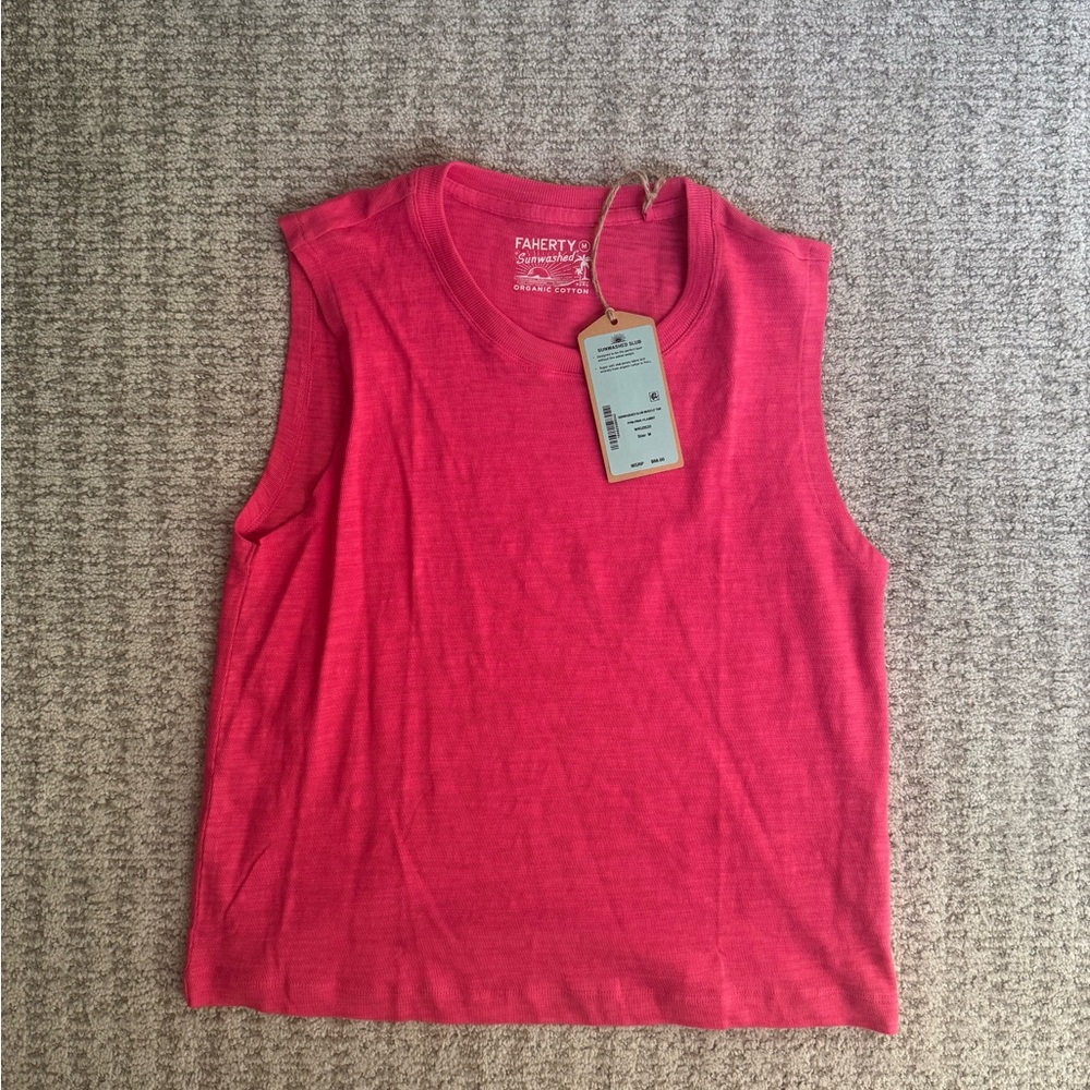 Faherty Bright Pink Sleeveless Tank Top NWT